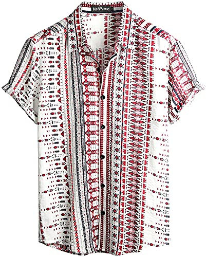 VATPAVE Herren Sommer Tropische Hemden Kurzarm Aloha Hawaii Hemden 3X-Large Weiß
