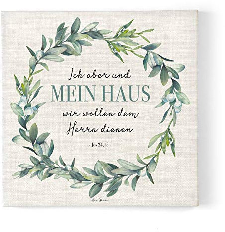 aus-gnade.de Leinwandbild Mein Haus · Bibelvers Deutsch · 30x30 / 50x50 cm Größe 30 x 30 cm