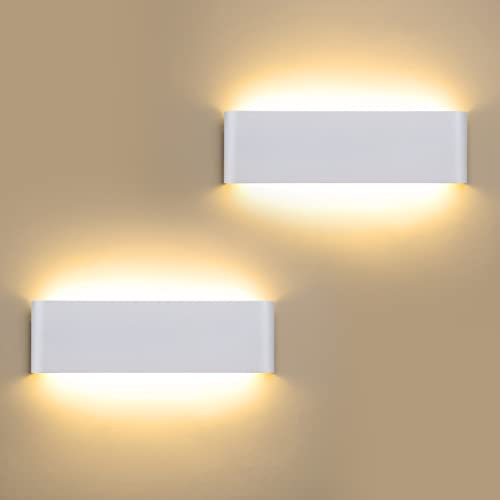 Schiele Wandlampe Innen 2PCS Wandleuchte 2800K Warmweiß Wandlampen Innen Flurlampe Moderne Wandbeleuchtung Up Down Lampe Wand für Schlafzimmer Wohnzimmer Treppenhaus Korridor [Energieklasse F]