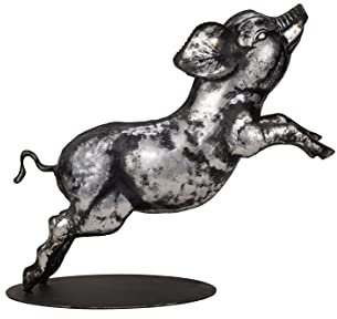CLYB Unique Art Metallstatue Fliegendes Schwein Dekor, Schweinstatue für 100% Handarbeit, Edelstahl, antike Gartenskulpturen & Statuen, Heimdekoration für drinnen und draußen