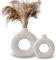 Kingbar Donut vase weiß für pampasgras, Vase Nordic Ring Form Modern Deko vase weiß matt, vase Weiss Boho Rund Vase Wohnkultur für Büro Haus, L+M