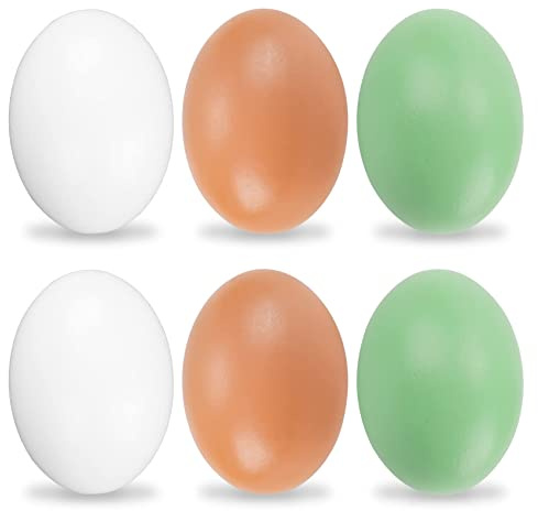 YunKo 6Pcs Wooden Fake Nest Eggs Easter Eggs for Craft Get hens to Lay Eggs 3 Colors