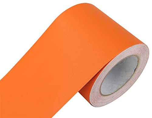 16.4ft Wall Edging Strip Self Adhesive Wallpaper Border Wall Border Decor, PVC Wall Panels Peel off and Stick Ceiling Border Door Frame Waist Line Interior Decoration (Color : Orange matte, Size : 1