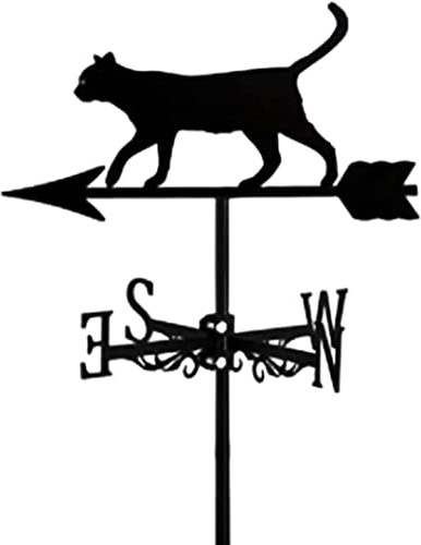 Girouette en métal pour toit, jardin, cour, chat, peinture en aérosol en acier inoxydable, girouette avec ornement animal, indicateur de direction du vent pour toit, jardin, terrasse, pelous