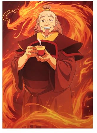 Displate - Metallposter - Magnet-Montage - Avatar: The Last Airbender - Character Elements - Uncle Iroh - Größe M - 32x45cm Matt