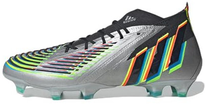 adidas Predator Edge.1 FG Men's Soccer Shoes, Silver Metallic/Core Black/Team Solar Green-silver, 10 Women/9 Men