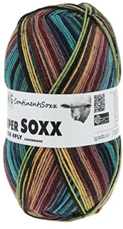 Lang Yarns - Super Soxx Color 4-fach 0402 grün gelb blau 100 g