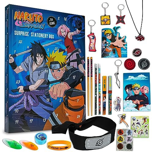 Naruto Adventskalender 2024 Kinder, Anime Geschenk mit Schreibwaren & Spielzeug(Mehrfarbig)