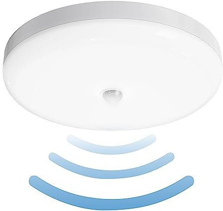 SHYOSUCCE 30W IP65 LED plafoniera con sensore di movimento all'interno per scale Cabinet Balcone Storage Room Seminterrato Corridoio Garage Bagno Cucina (rotonda)