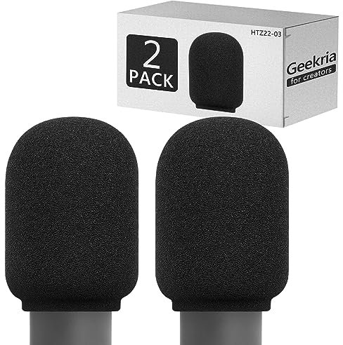 Geekria for Creators Schaumstoff-Mikrofon-Windschutzscheibe mit 45 mm Durchmesser,explosionsgeschützte Schaumstoffabdeckung, Schwammschaumfilter,kompatibel mit MAONO AU-A04,FIFINE K688(schwarz/2Stück)