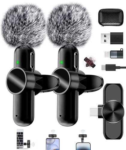 SMEIWANR Lavalier Mikrofon Kabellos, Plug and Play Kabellos USB C Mikrofone für i-Phone iPad Android, Lavalier Mikrofone Wireless für Live-Streaming Video-Aufnahme