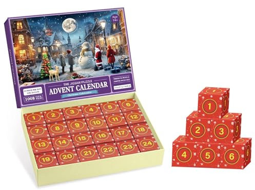 Weihnachts-Adventskalender-Puzzle, Adventskalender 2023 Puzzles, 24 Teile 1008 Teile Puzzles Geschenk für Countdown bis Weihnachten, Weihnachts-Countdown-Urlaubspuzzles für Erwachsene Kinder