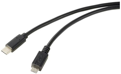 Renkforce USB-Kabel USB 2.0 USB-C® Stecker, USB-Micro-B Stecker 1.00 m Schwarz Rund RF-5719754