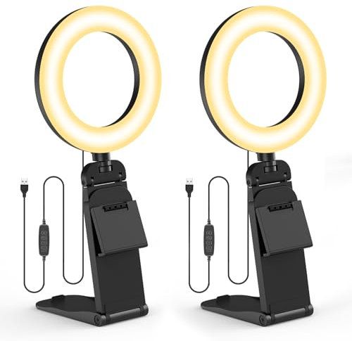 Neueste Ringlicht Laptop PC Videokonferenz Licht 2 Packs,Evershop Ringleuchte 5” Lichtring Monitor Tisch Handy mit Stativ&Handyhalter Ring Light Lamp Streaming für Zoom Meeting Tiktok YouTube Usw