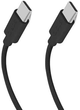 SBS USB-C Kabel 1,5 m aus Stoff, Power Delivery (PD), unterstützt bis zu 60 W, Anti-Verknotungskabel, Laden und Datenübertragung 480 Mbit/s, kompatibel mit USB-C-Geräten, Schwarz