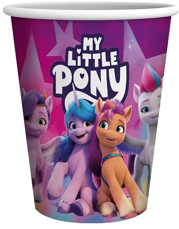 Party Factory Lot de 8 gobelets en papier My Little Pony de 250 ml pour anniversaire d'enfant ou fête à thème
