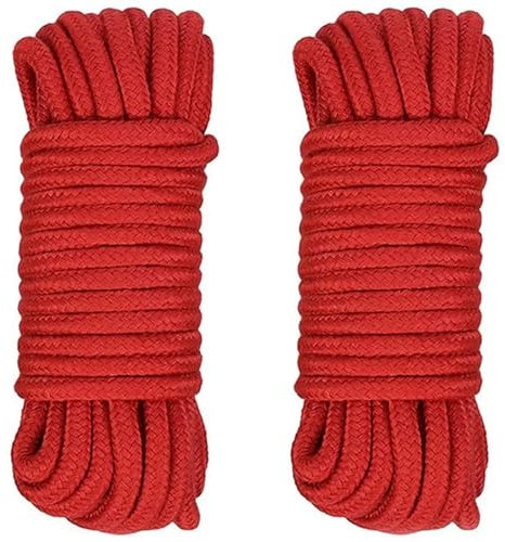Garten Seil 2 Stück rotes Baumwollseil, 8 mm, vielseitig einsetzbar, Starke, weiche Bindeschnur for Camping, Gartenarbeit, Bootfahren, Basteln