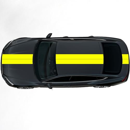 Kiwistar - Autoaufkleber Rallye Streifen - 2 Sticker 20 x 400 cm - Neongelb glänzend - selbstklebend - Viperstreifen für Auto, Motorhaube, Karosserie - Tuning Aufkleber Racing Deko