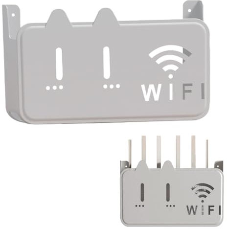 PUIOTEAI Router Shelf, Wifi Router Storage Box, Box Shelves for Wall, Wall-Mounted Wifi Storage Box for Storage of Wires, Routers, TV Set-Top Boxes, Remote Control, etc.(Color:Grau)