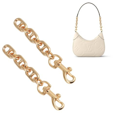 Homirty Taschenkette 12cm,2 Stück Taschen Verlängerungsketten,Geldbörse Kette,Tasche Schultergurt Kette,Ersatzzubehör für Handtaschen,Taschenriemen,Umhängetasche Geldbörse(Licht Gold)