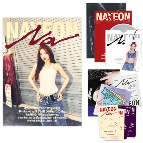 NAYEON - 2nd Mini album [NA] (C Ver.) Out Box + CD-R + Envelope + Postcard + Photobook + Hang Tag + Photocard + Track Sticker Pack + Mini Book + Folded Poster + 2 Extra Photocards