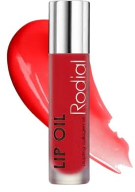 Rodial Plumping Collagen Lip Oil 4 ml - Cerise, huile pour les lèvres infusée de collagène végétalien avec huile de macadamia et de jojoba, hydratation profonde pour des lèvres plus pulpeuses.