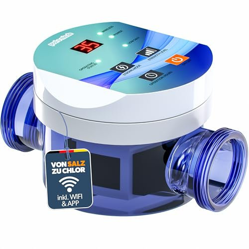 poolomio® Chlorinator für Pools bis 45 m³ mit Smarter App-Steuerung | Salz-Elektrolysegerät 10 g/h zur chemiefreien Pooldesinfektion | Chlor Generator mit anpassbaren Betriebszeiten
