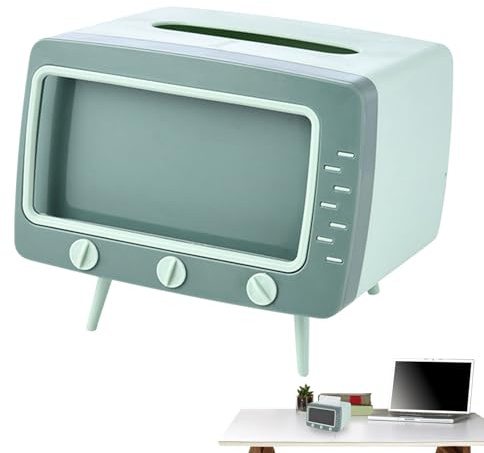 TV Tissue Box Phone Holder | Multi-Functional Creative Tissue Box Cover Phone Mount - Retro Tissue Box Cover, TV Shaped Tissue Dispenser Smartphone Holder