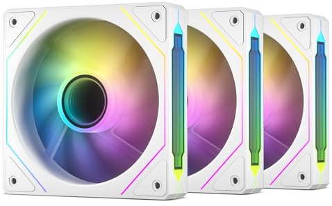 DARKROCK F120 3in1 120mm Infinite Mirror Design Case Fans with 24 LED Lights PWM Control & ARGB Effect, Hydraulic HDB Bearing for Low-Noise Operation - Suitable for Most PC Cooling Systems - White