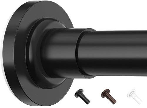 Yeabett Gardinenstange Ohne Bohren, 48-154.9cm Duschvorhangstange Teleskopstange Klemmstange für Gardinen, Vorhangstange Schwarz