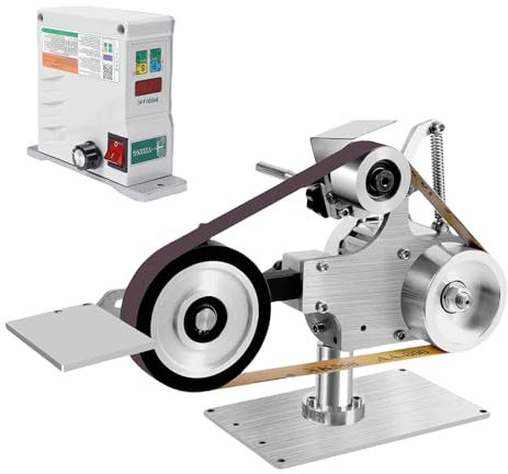 Belt Sander Bench Polishing Grinder, 1 x30 inch Belt Sander with 550W Brushless Motor, Belt Sander Polishing Grinding Sharpener, 6000rpm Stepless Speed Adjustable for Metalworking, Knife Making
