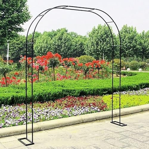 Metall-Gartenlaube, Spalierbogen, Hochzeitstorbogen für den Außenbereich, Kletterpflanzenstütze für Rosen, Blumen, Früchte, Weinreben (Farbe: Schwarz, Größe: 118 B x 87 H)