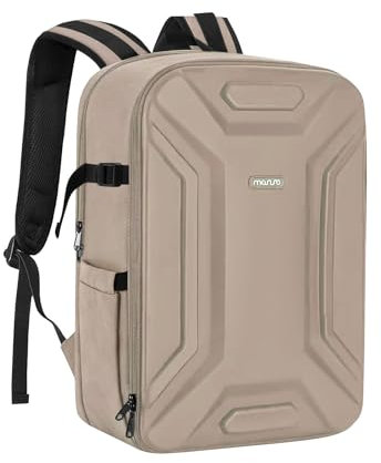 MOSISO Camera Backpack, DSLR/SLR/Mirrorless Camera Bag Waterproof Symmetric Geometric Hard Shell with Tripod Holder & 15-16 inch Laptop Compartment Compatible with Canon/Nikon/Sony, Camel