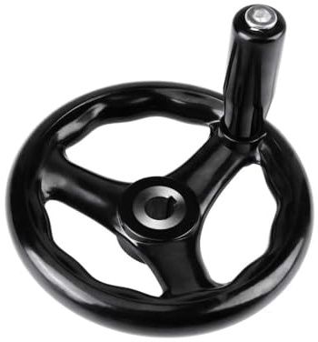 Rueda de mano corrugada de 160 x 16 mm, accesorios de fresado redondos, color negro, volante de 3 radios con manivela desmontable para fresadora y torno