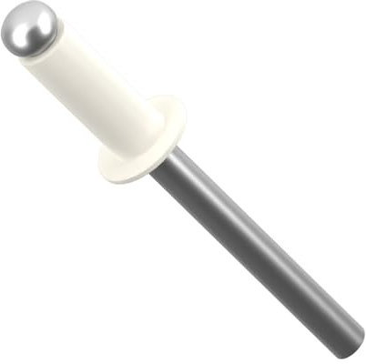 Remache de 4,8 mm x 10 mm pintado en blanco puro, cabeza de cúpula de aluminio/acero ISO 15977 RAL 9010 (paquete de 20) N11A