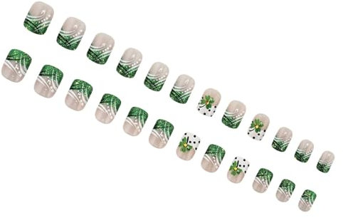 Press On Nails Set Stick On Nails Green Shamrock False Nails Party Nails Accessories For Patrick's Day Celebrations