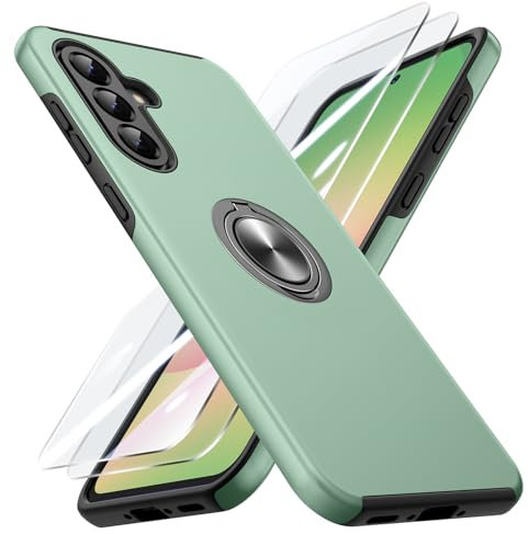 Doeshine Hülle für Samsung Galaxy A56 /A36 5G mit 2 Stück Schutzfolie, Militärschutz Kameraschutz Stoßfest Samsung A56 5G Hülle mit 360° Magnetischer Drehbarer Ständer, Hellgrün