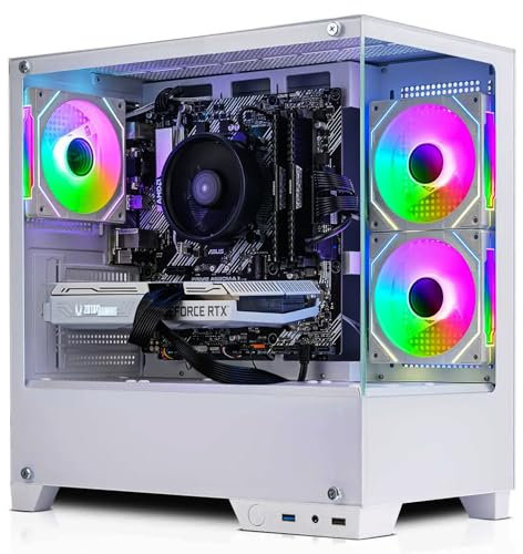 ADMI Gaming PC • AMD Ryzen 7 5700X • NVIDIA RTX 5070 12GB GDDR7 • 32GB 3200MHz DDR4 RAM • 1TB NVMe SSD • WIFI • VR Ready • Charger RGB White Panoramic Gaming PC Case • Windows 11