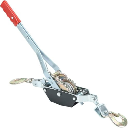 NGIRJKKLL Tonne 2200lbs 2 Haken Stahlkabel Dual Power Ratsche Come Along Puller Tool Autohebezeug Seilwinde Puller Bahre Lift Ratschensystem