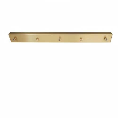 DESHOME Baldachin Lampe Messing 3-Loch Rund Deckenbaldachin Lang 60cm | Kabelabdeckung Deckenrosette Metall Lampenabdeckung Decke Lampenschirm Deckendose, für Hängeleuchte Deckenleuchte