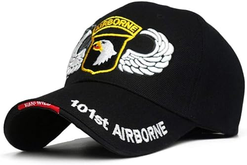 Baseballmütze 101st Airborne Division Herren Baseballmützen Us Army Cap Spback Hüte Air Forec Sport Taktische Kappe Papa Hut, Black