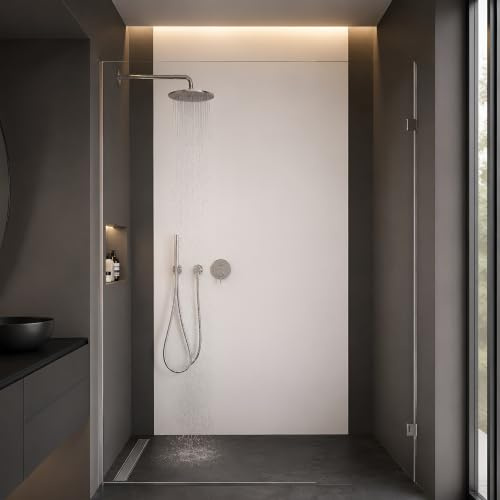 WALLando Paroi arrière de douche de qualité supérieure, découpe personnalisée - Revêtement mural facile à installer pour douche et salle de bain - Paroi de douche en PVC de haute qualité unie et