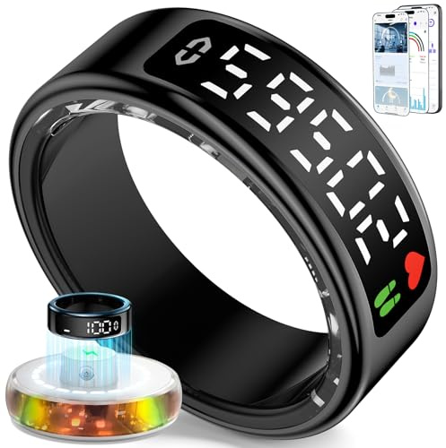 Gulemfy Smart Ring für Herren Damen, 2026 Upgrade Smartringe mit LED Anzeige, Fitness Ring IP68 Wasserdicht, Gesundheitsring mit Herzfrequenz/SpO2/Schlaftracker für Android und iOS