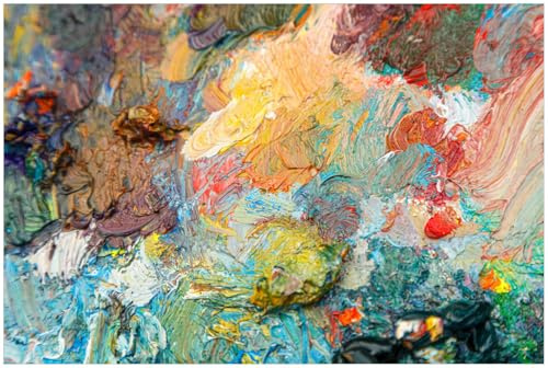 Wallario Küchenrückwand selbstklebend 90 x 60 cm, Motiv: Künstlerischer Farbrausch | Spritzschutz abwischbar & pflegeleicht