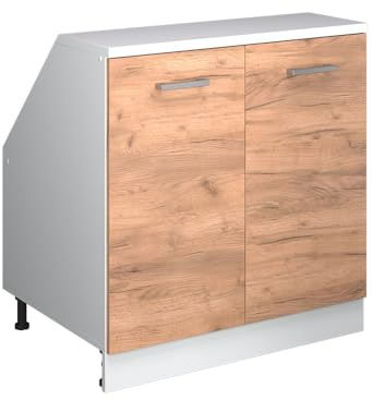 Vicco Dachschrägenschrank Rion, Goldkraft Eiche/Weiß | B80 x T60 cm, mit 2 Türen, platzsparend für Dachschrägen