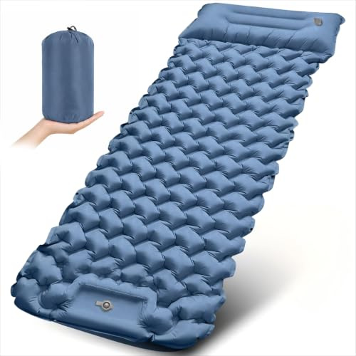 Isomatte Selbstaufblasend, 12CM Verdicktes Tragbar Camping Matratze | Wasserdicht Kleines Packmaß mit Fußpumpe & Kissen, Selbstaufblasbare Luftmatratze für Camping, Wandern