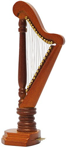 alles-meine.de GmbH Miniatur Harfe - aus Holz/Maßstab 1:12 - Saiten Musikinstrument - Nostalgie Nostalgisch für Puppenstube/Puppenhaus - Harfeninstrument - Zupfinstrument - M..