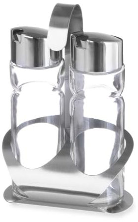 HENDI Menage Set, Zweiteilig, Öl, Essig Satiniert, Gewürzständer, 0,15L, 120x75x(H) 185mm, Edelstahl 18/0