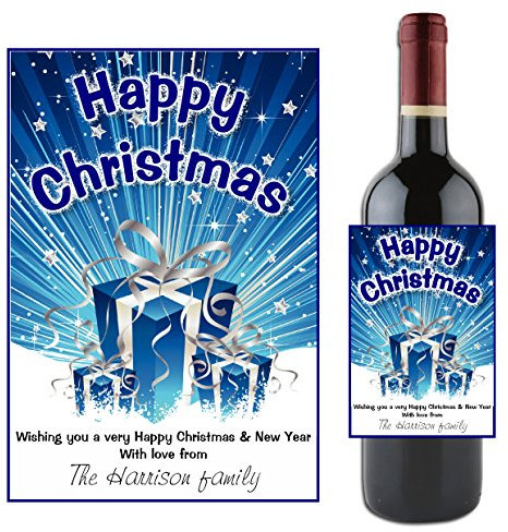 Personalised Wine or Champagne Bottle Label Sticker. Christmas Stocking Filler Gift for him her N45