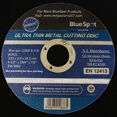 Bluespot Metal Cutting Discs 1 mm Ultra Thin 4 1/2 115 mm From Steel 10 Pack